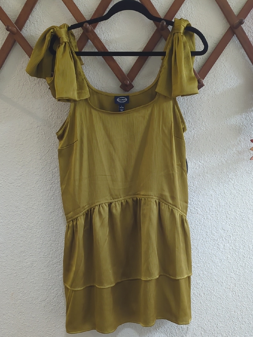 Olive Tie-Shoulder Peplum Tank Top